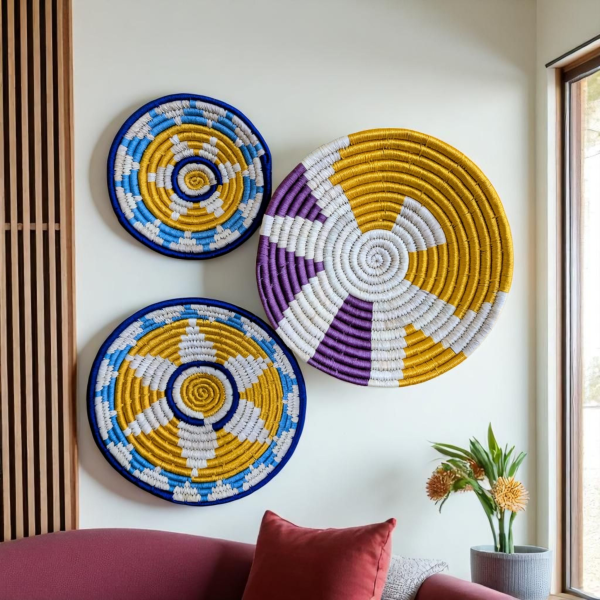 Handcrafted Sabai Grass Wall Plate For Home Decor(Set of 3)