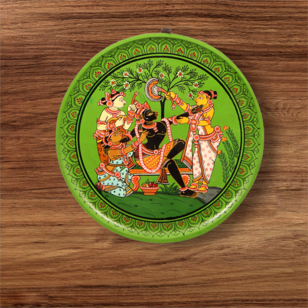 Radha and Lord Krishna with Saki below tree - Image 2