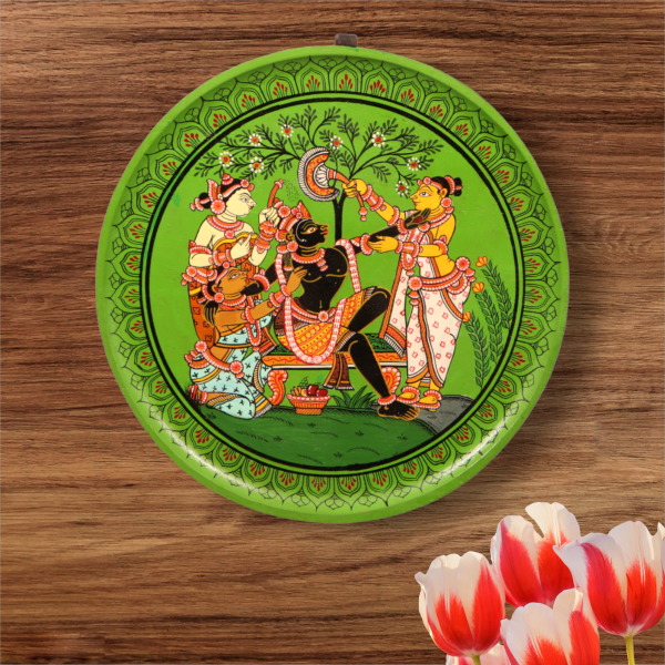Radha and Lord Krishna with Saki below tree