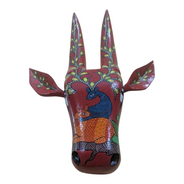 Wooden Hand Painted Pattachitra Decorative Cow Head - Copy - Image 2