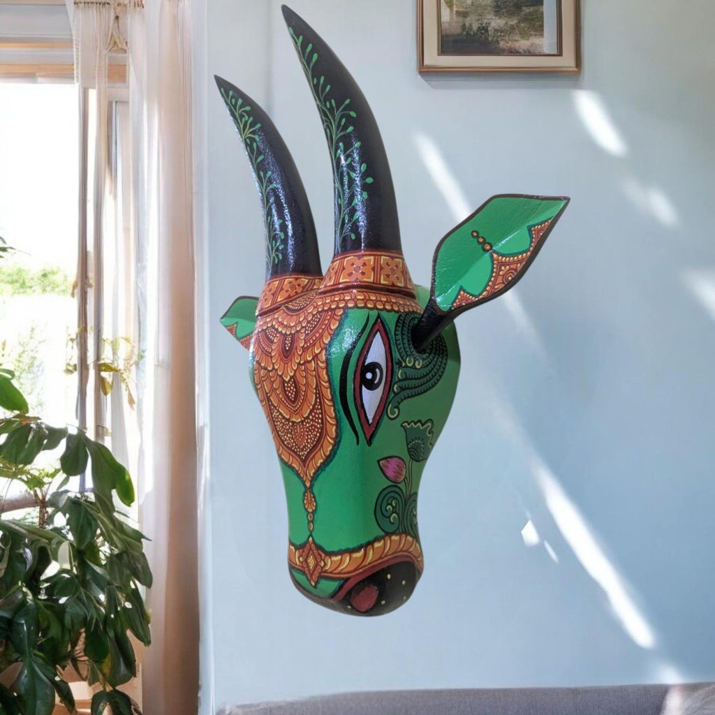 Wooden Hand Painted Pattachitra Decorative Cow Head