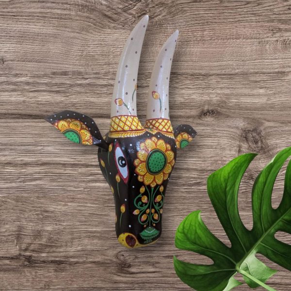 Wooden Hand Painted Pattachitra Decorative Cow Head