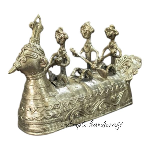 Dhokra Table Top Peacock Boat Showpiece - Image 2